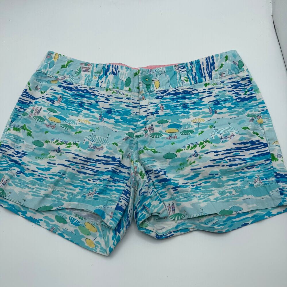 Lilly Pulitzer cotton shorts blue aqua seaside beach size 4